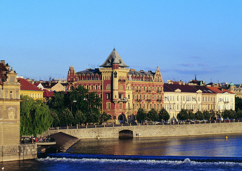 Prague riverfront buildings