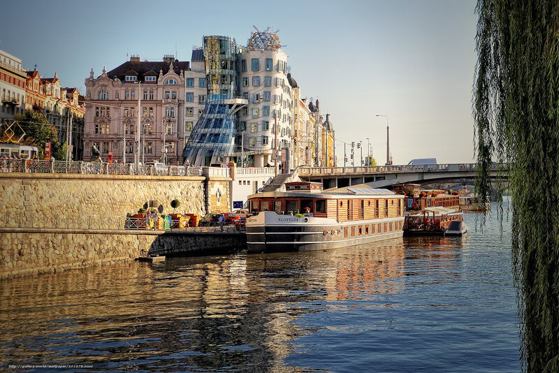 Prague riverfront with Dancing House