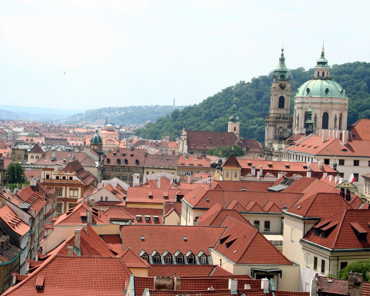 Prague rooftops and church spires
