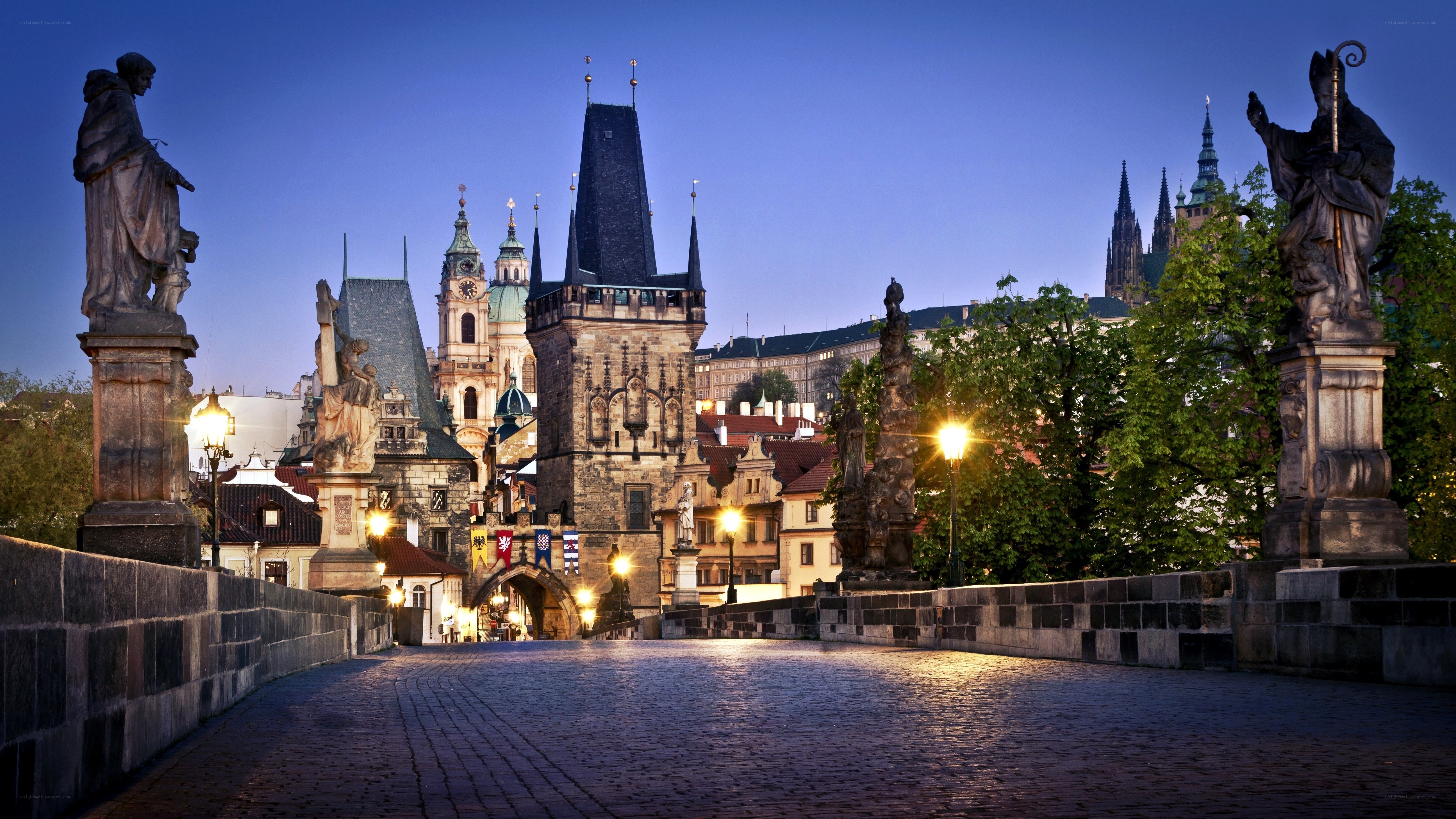 Prague's Charles Bridge at dusk