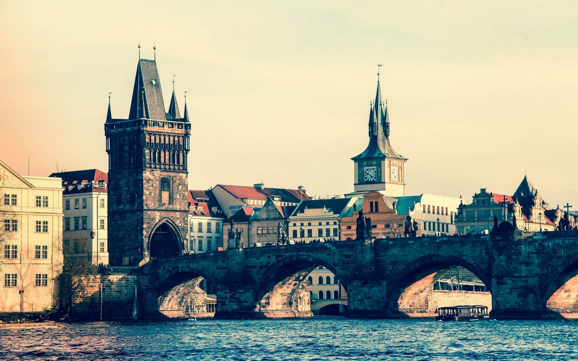 Prague's Charles Bridge at sunset