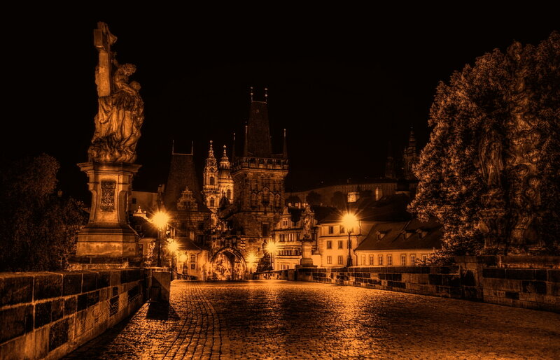 Prague's Charles Bridge — Orange