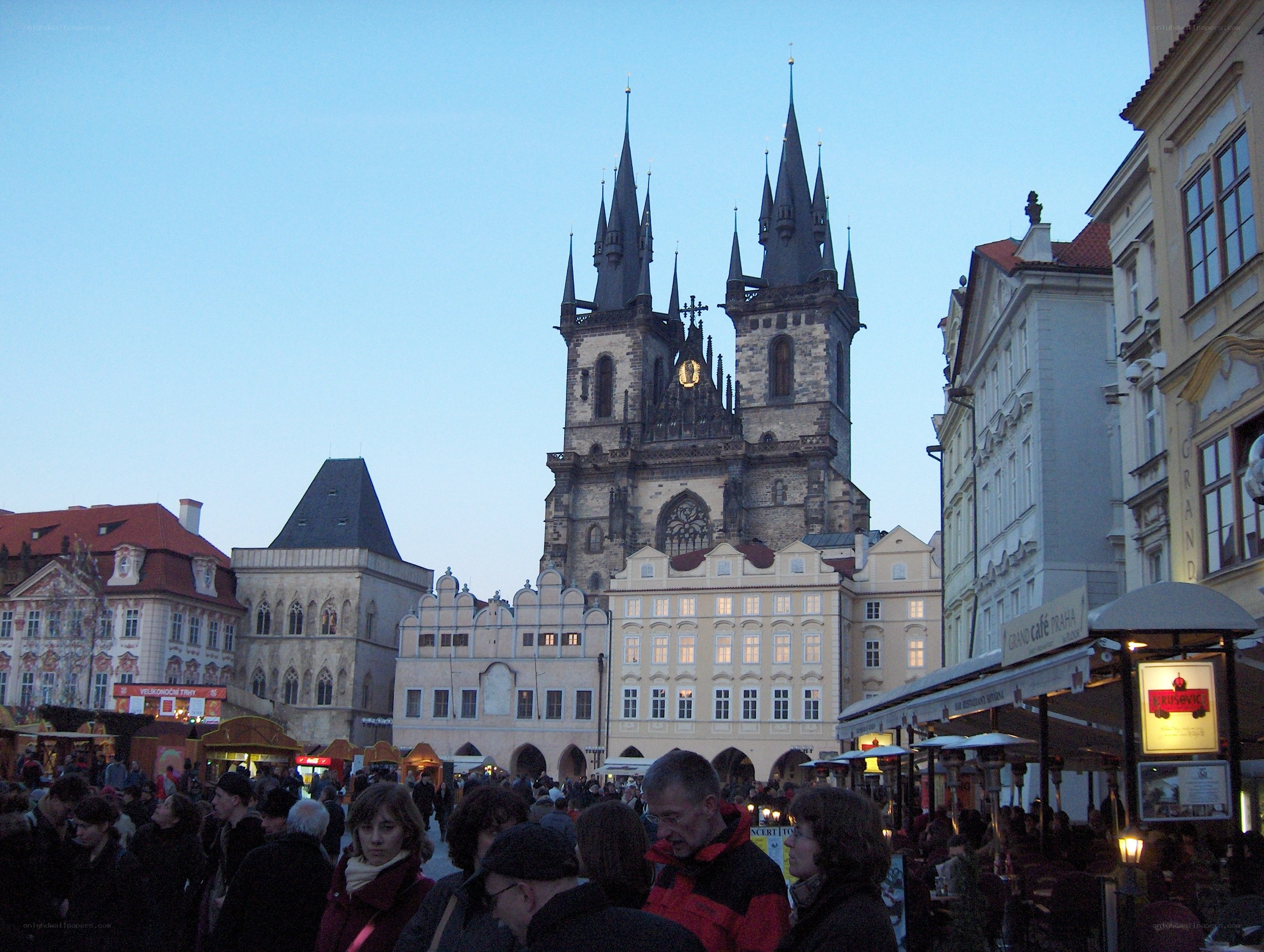 Prague's Old Town Square at dusk