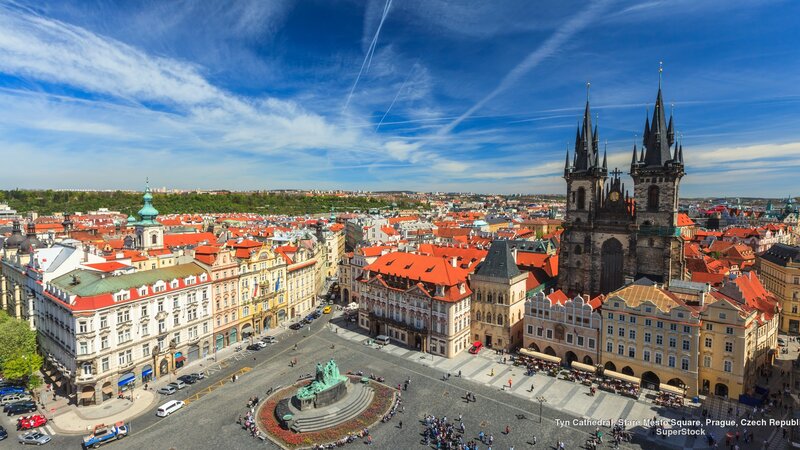 Prague's Old Town Square — Blue, Bright