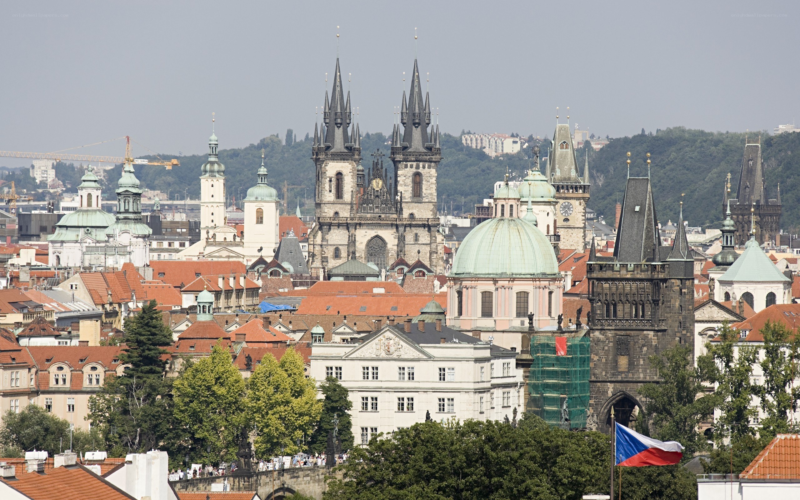 Prague skyline with church spires