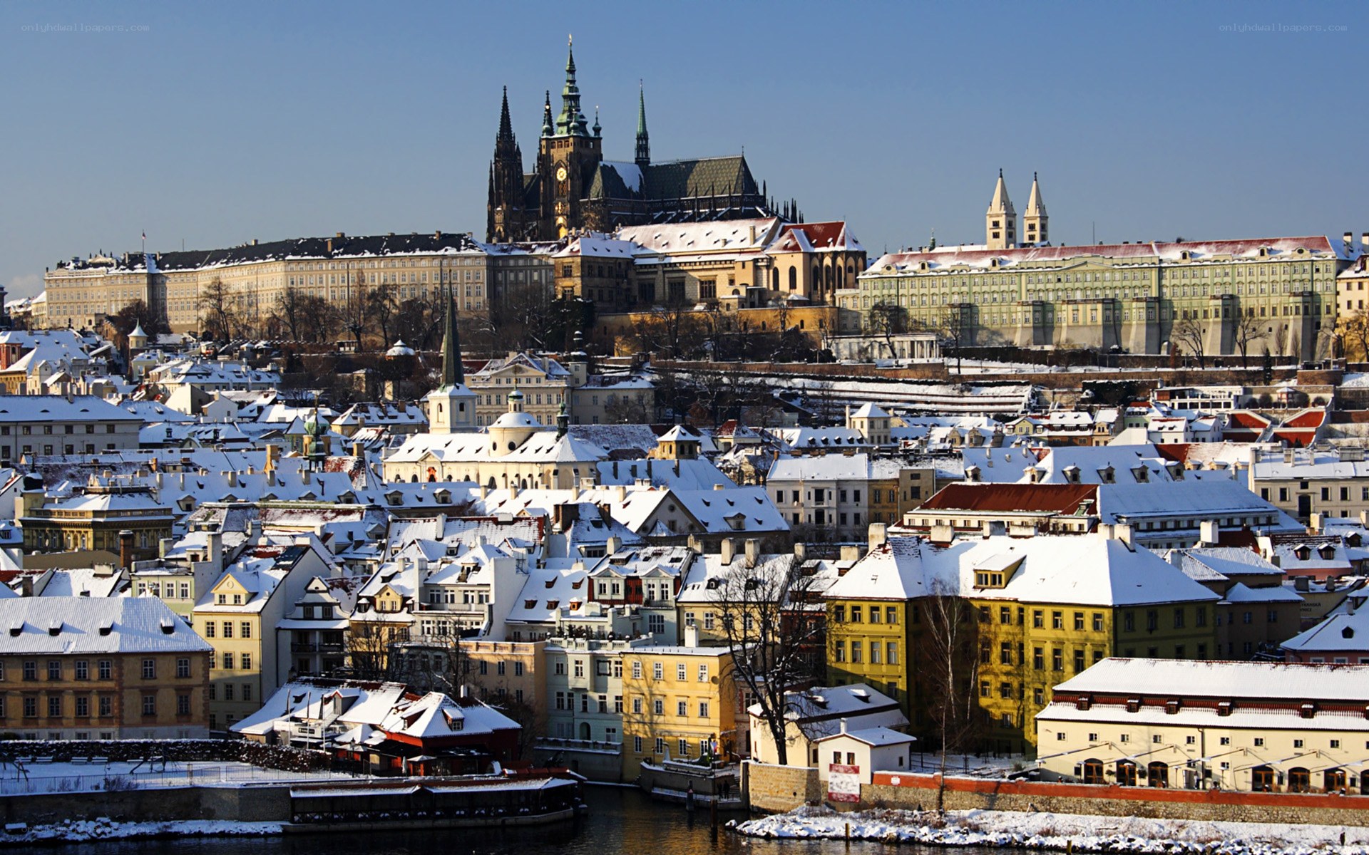 Prague winter cityscape