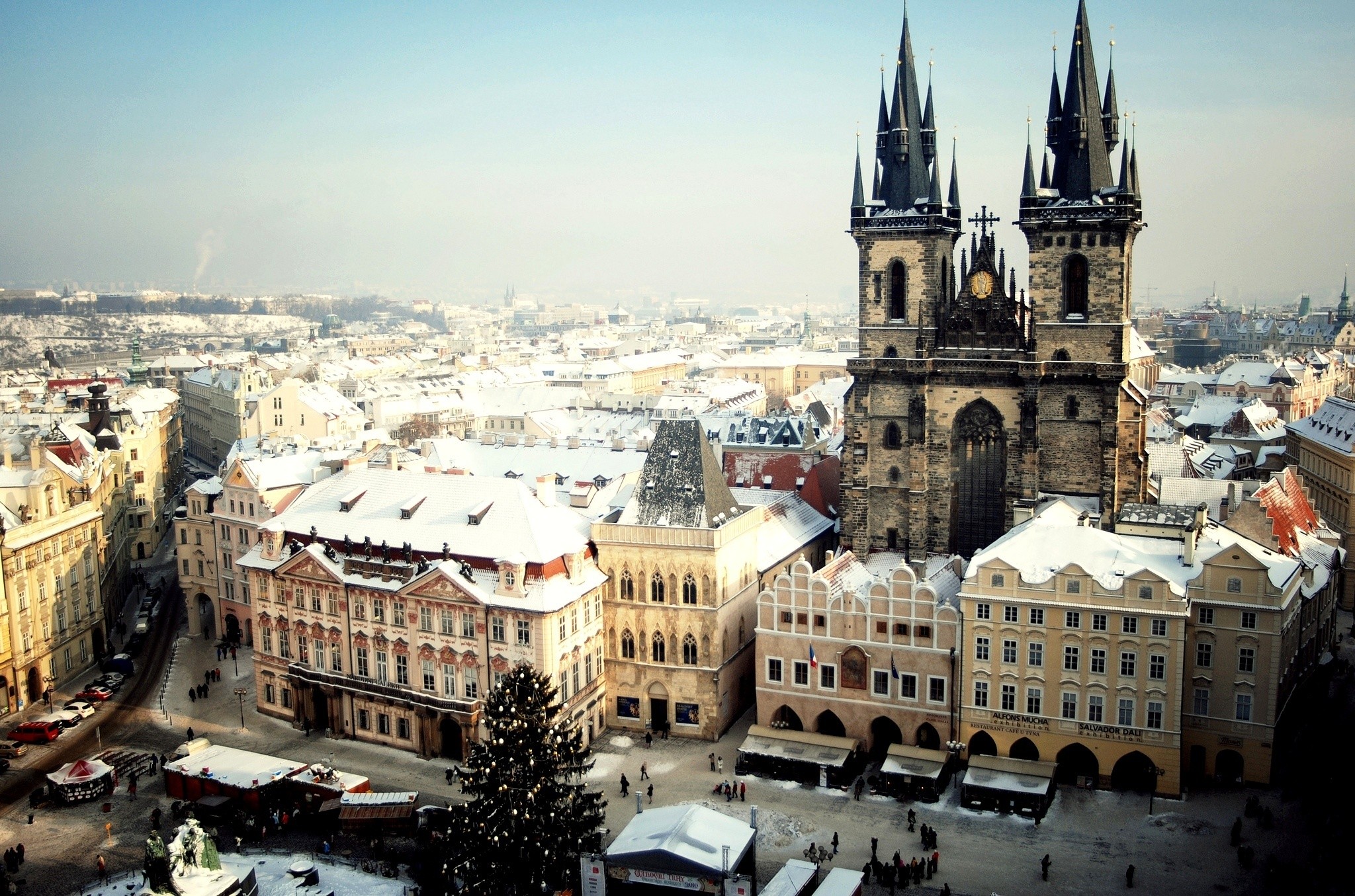 Prague winter cityscape