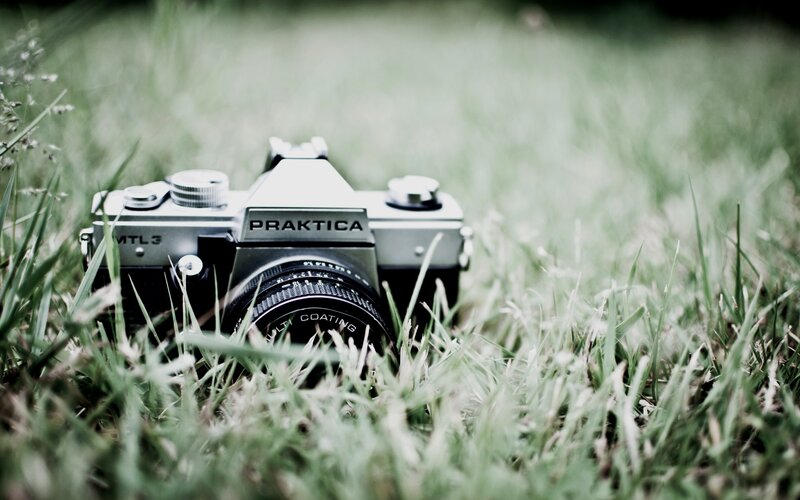 Praktica camera in grass