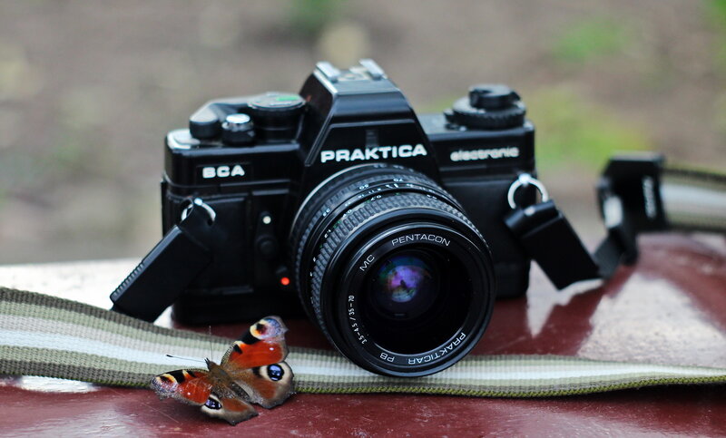 Praktica camera with butterfly