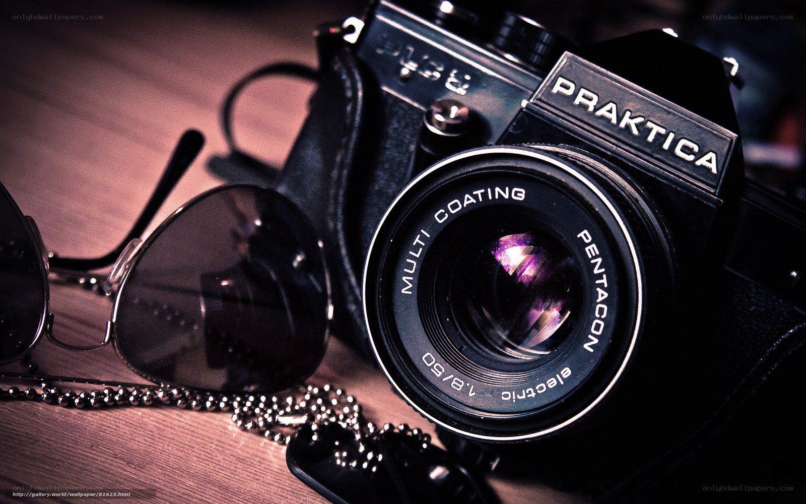 Praktica camera with sunglasses