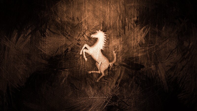 Prancing Horse Logo — Brown, Dramatic, Digital Art, Leather Texture, Lighting