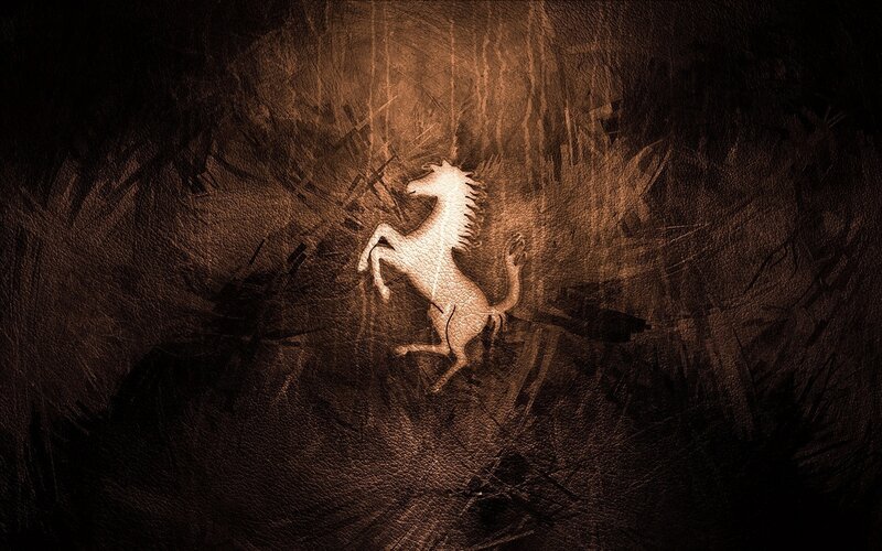 Prancing Horse Logo — Brown, Dramatic, Digital Art, Leather