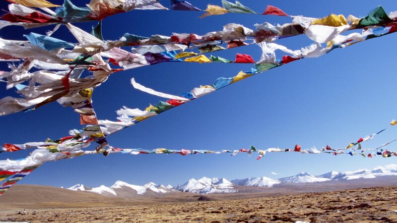Prayer Flags in Mountains — Blue, Serene