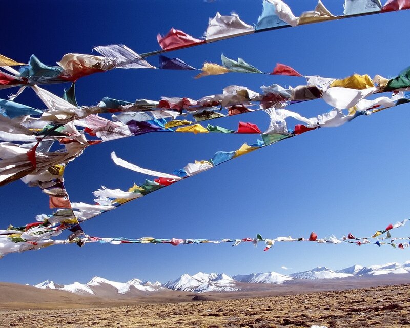 Prayer Flags in Mountains