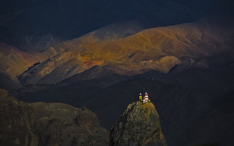 Prayer Flags on Rock