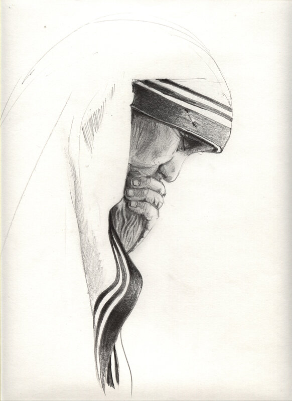 praying nun sketch