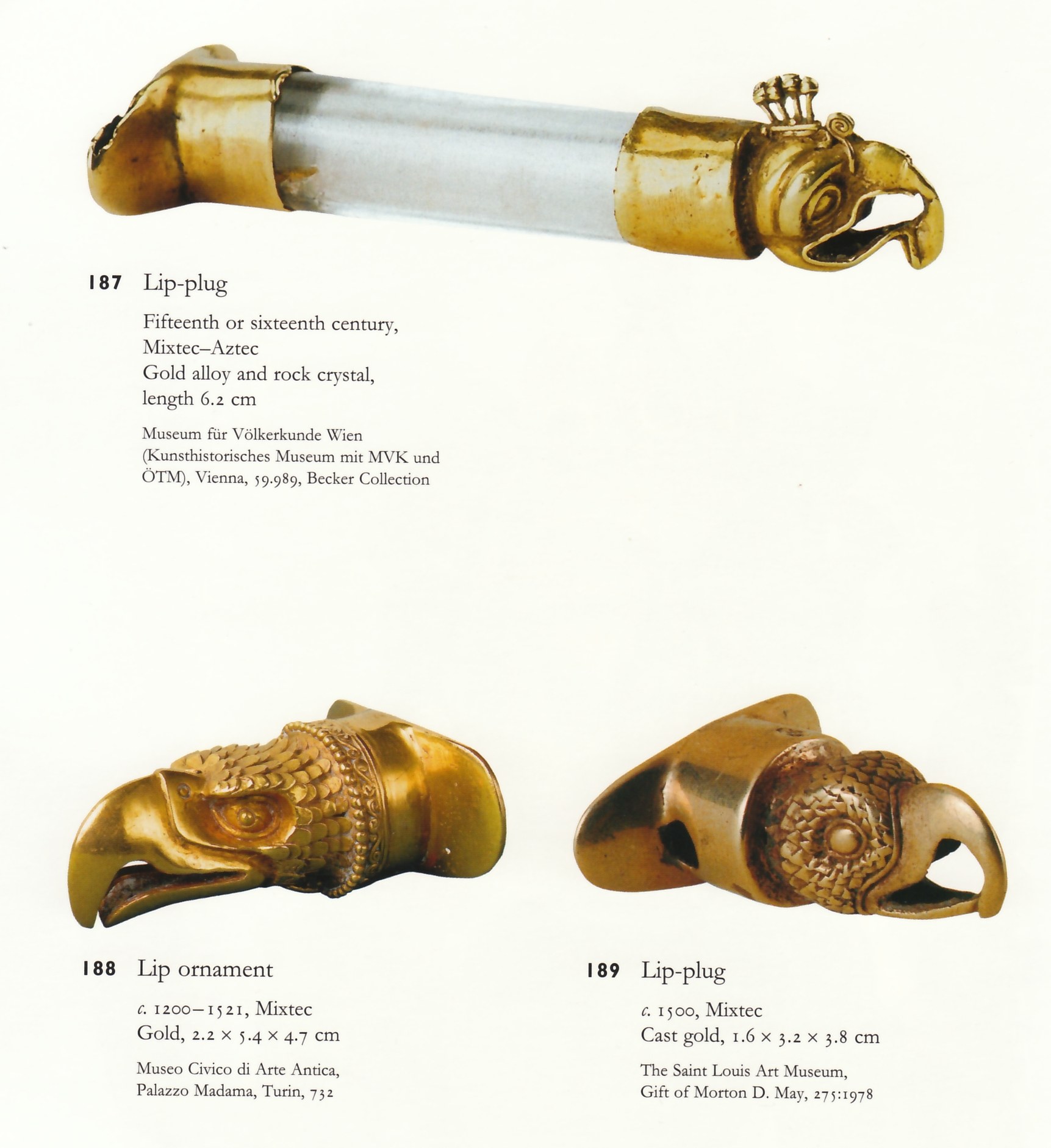 Pre-Columbian lip ornaments