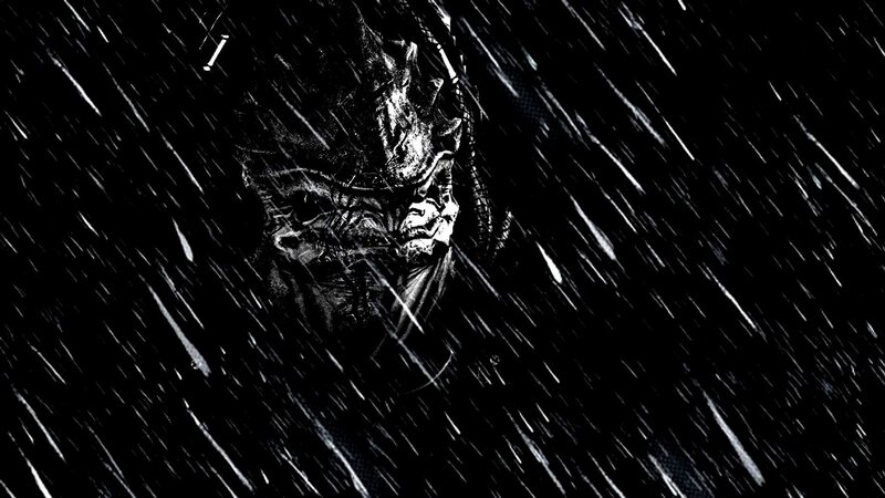 Predator Alien in Rain — Black, Dramatic, Night