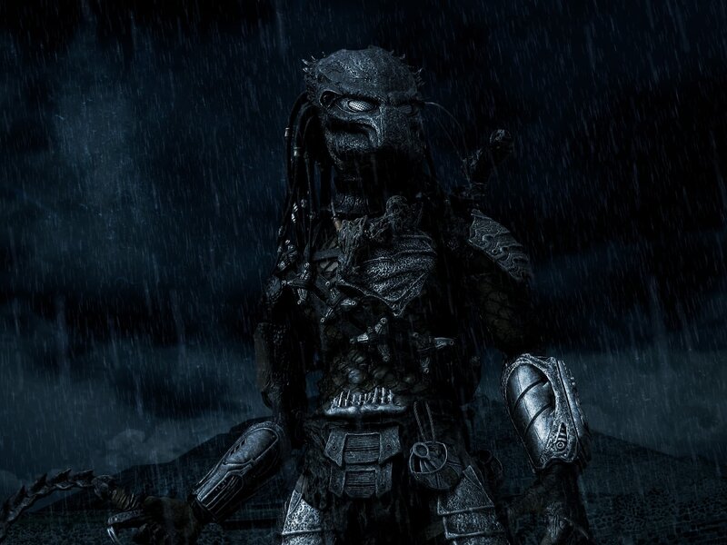 Predator Alien in Rain — Black, Dramatic