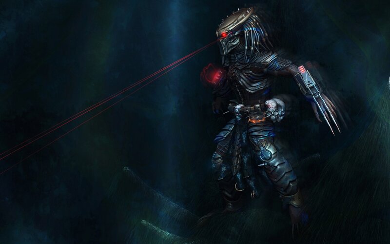 Predator Alien Warrior — Black, Dark, Dramatic, Night, Digital Art