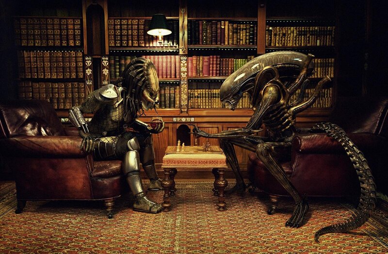 Predator and Alien chess match