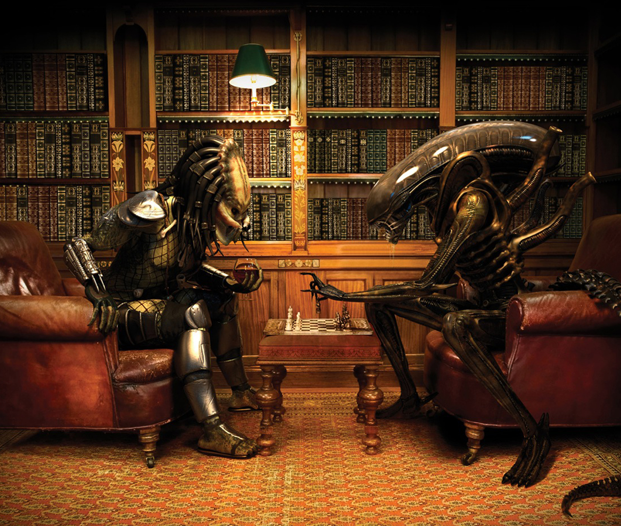 Predator and Alien chess match