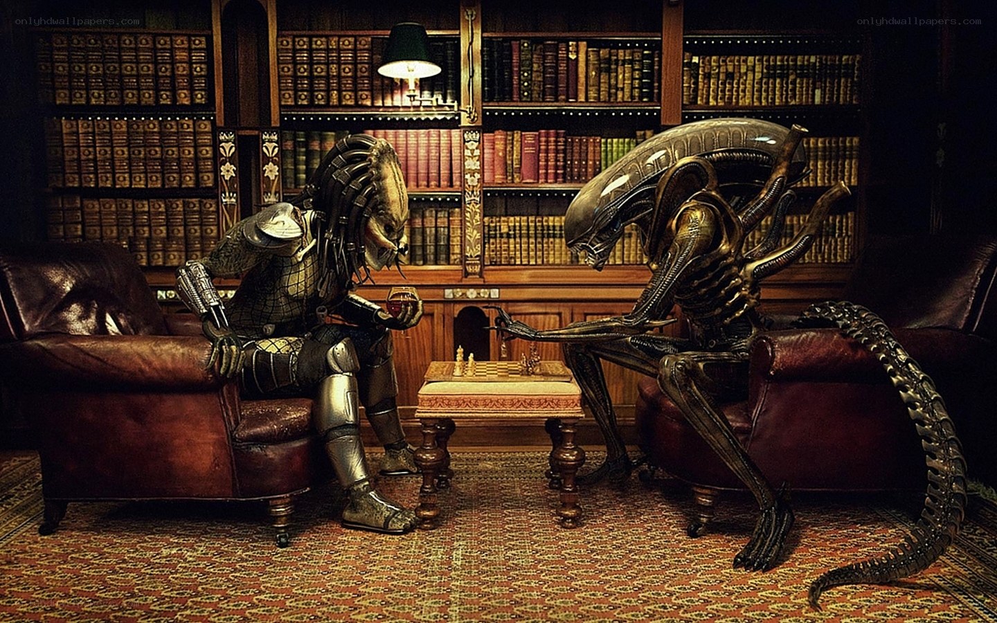 Predator and Alien chess match