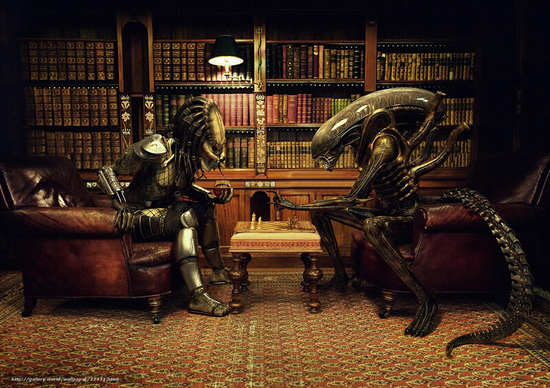 Predator and Alien chess match