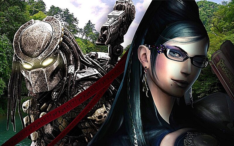 Predator and female character in jungle