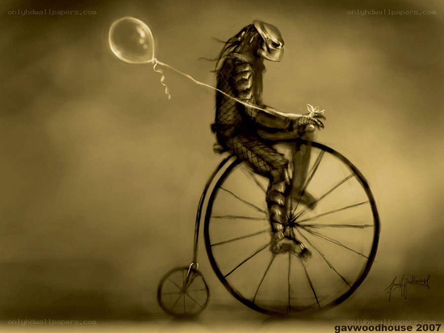 Predator on a penny-farthing