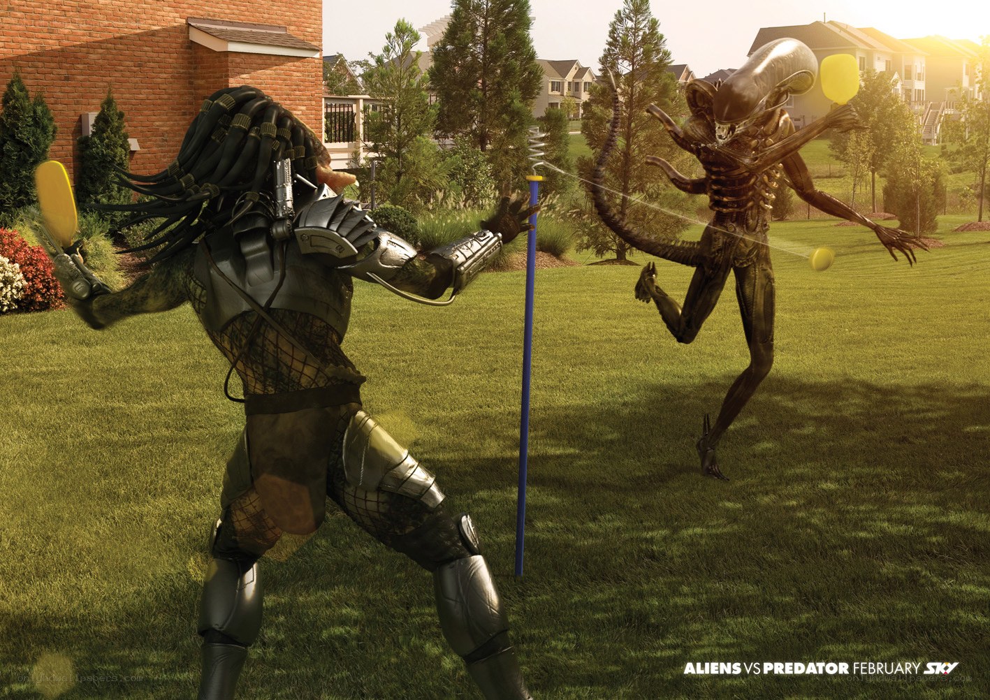 Predator vs Alien in backyard