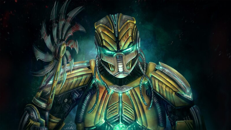 Predator Warrior — Green, Dark, Dramatic
