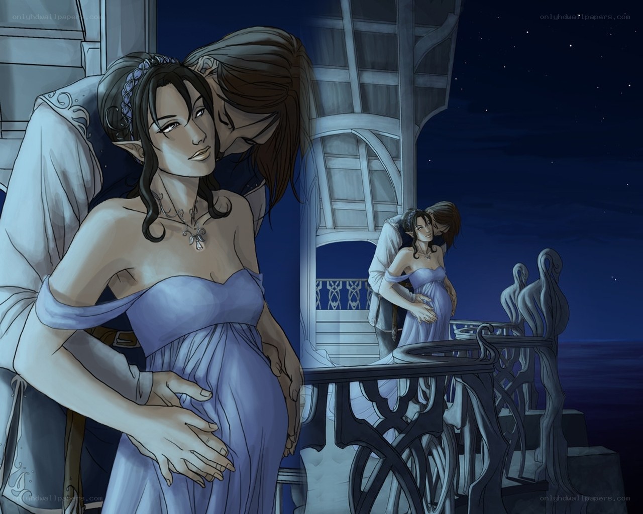 Pregnant couple on balcony