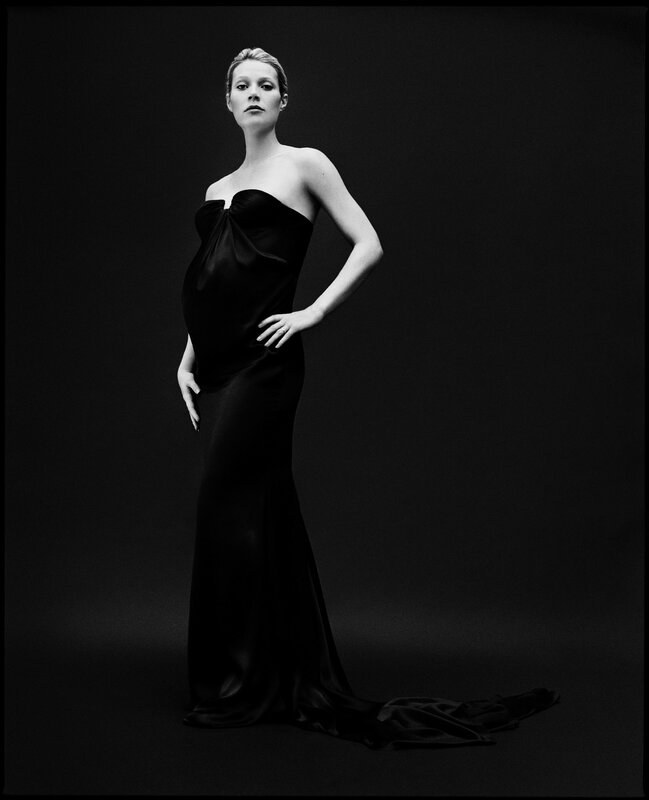 pregnant woman in black gown