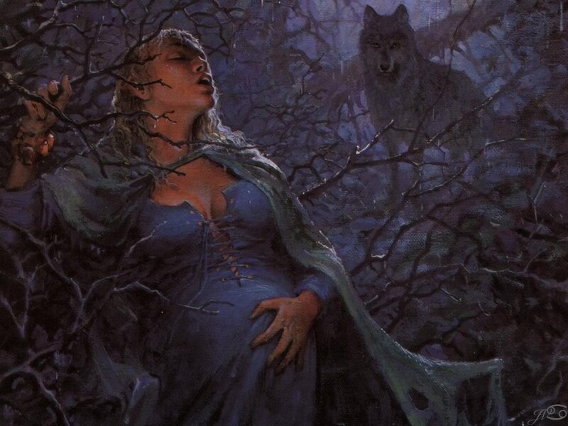 Pregnant Woman in Forest — Purple