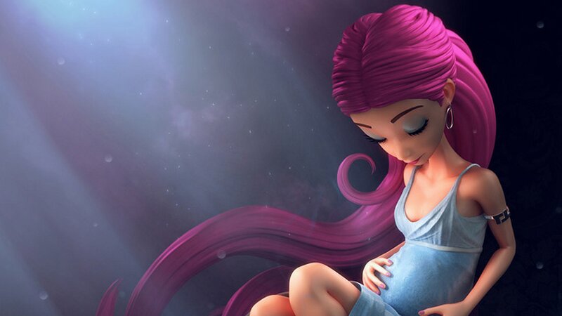 Pregnant Woman with Pink Hair