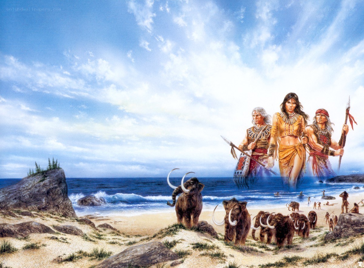 Prehistoric beach scene