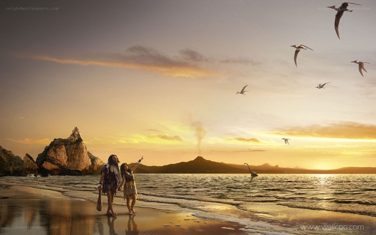 prehistoric beach scene