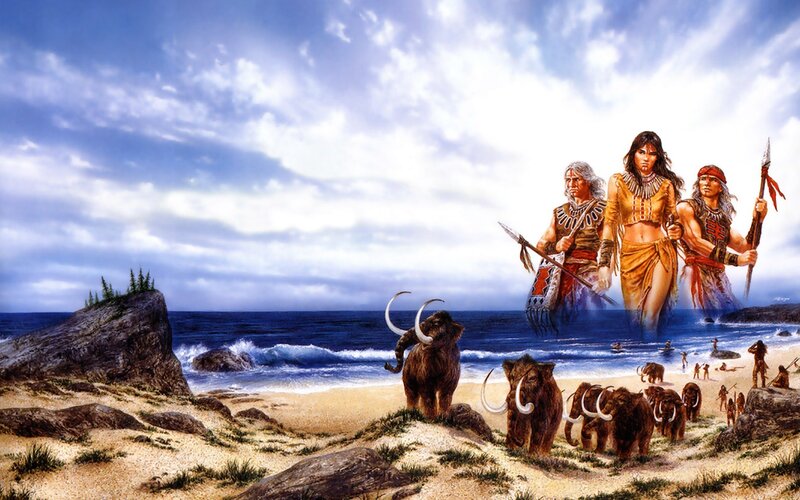 Prehistoric beach scene
