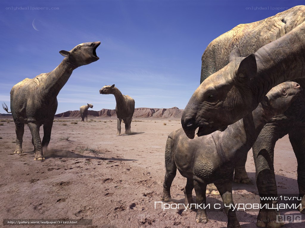 Prehistoric mammals in desert