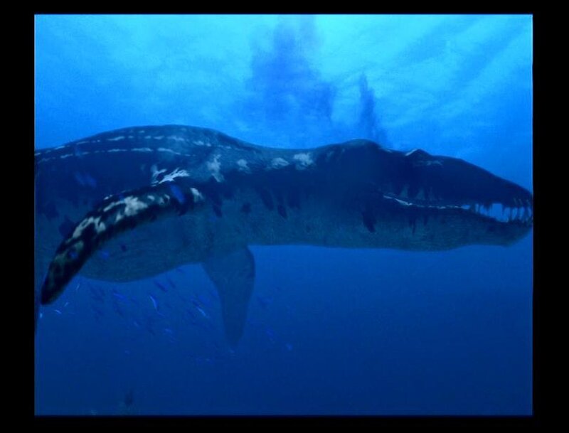 Prehistoric marine reptile swimming
