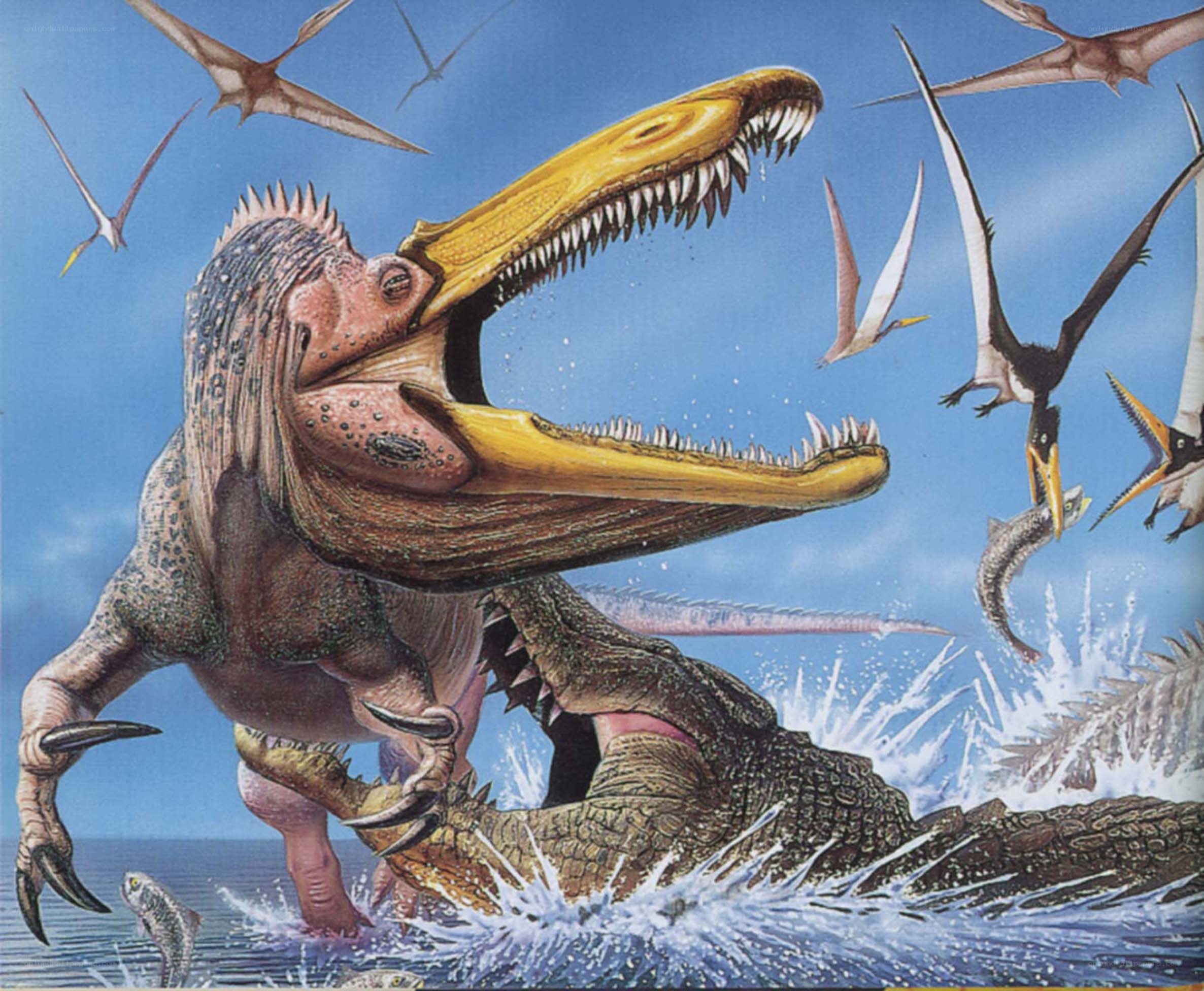 Prehistoric predator hunting fish