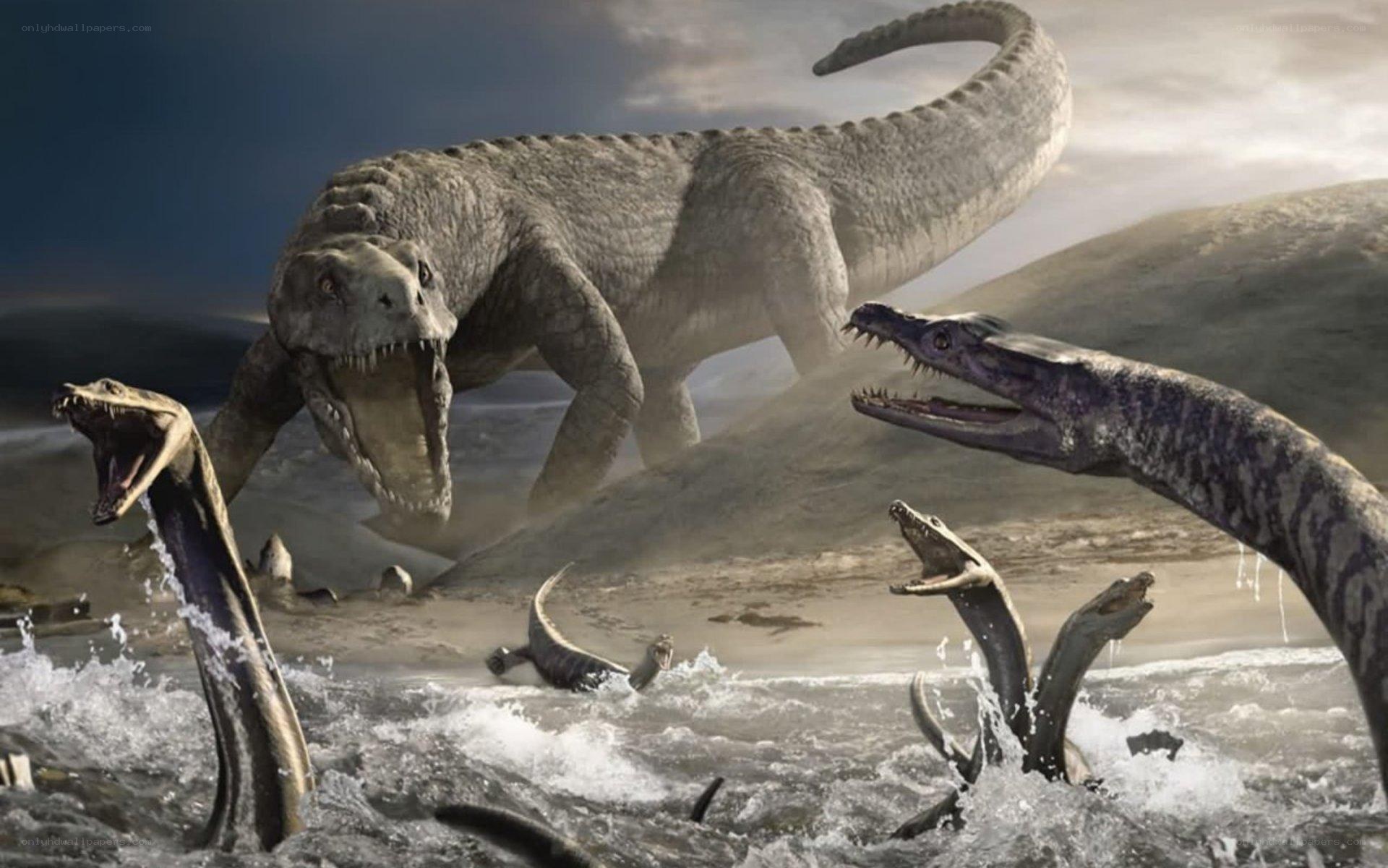 Prehistoric predators in battle