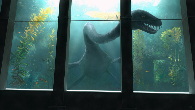Prehistoric Sea Creature — Blue, Dramatic