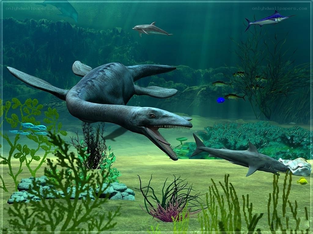 Prehistoric sea life scene