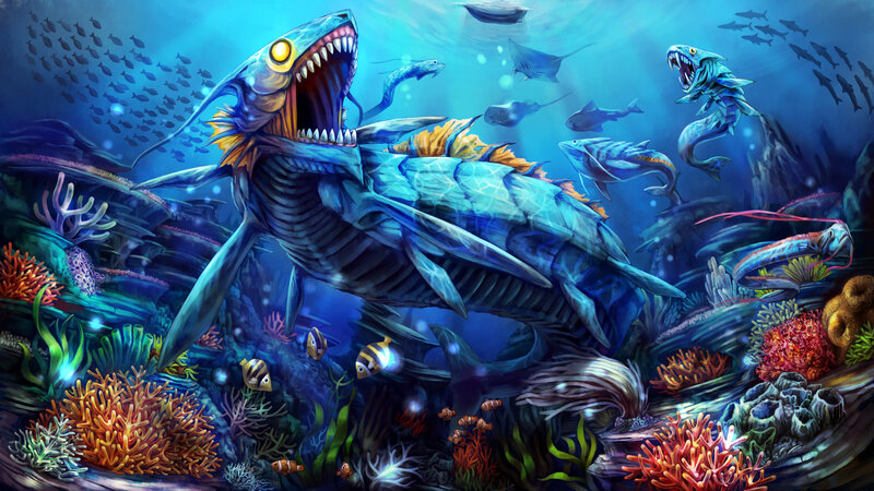 Prehistoric Sea Monster — Blue, Dramatic