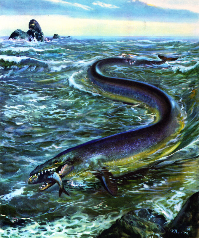 Prehistoric sea serpent hunting