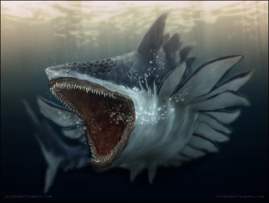 prehistoric shark in ocean