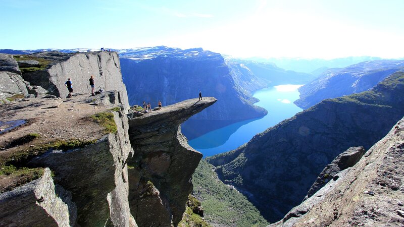 Preikestolen Cliff — Blue, Dramatic, Afternoon, Photograph, People