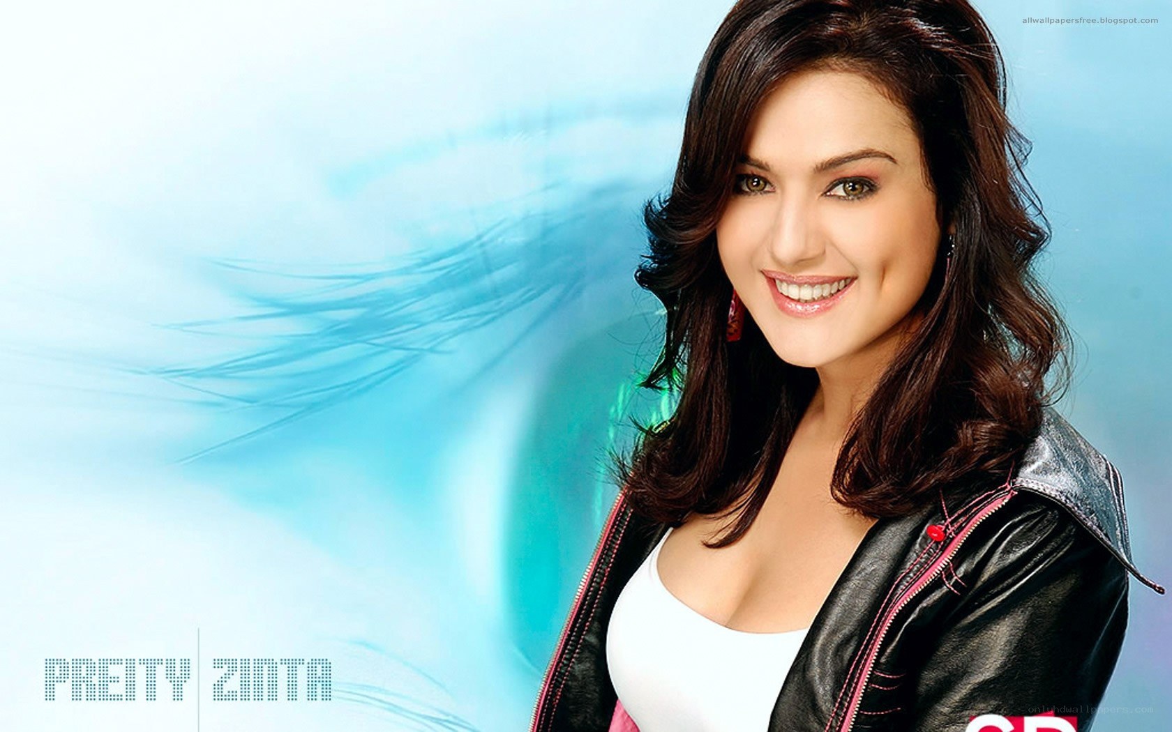Preity Zinta smiling in leather jacket
